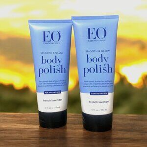 (2) EO Smooth & Glow Body Polish French Lavender 6 Oz. Each Exfoliate Scrub NEW